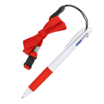 Bolígrafo con agarre y cordón para llaves con tinta azul, negro y rojo color rojo