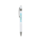 Bolígrafo pulsador de aluminio con rayas verticales tinta azul vista principal