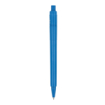 Bolígrafo fabricado en Italia de plástico reciclado tinta azul color azul claro cuarta vista
