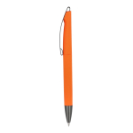 Bolígrafo giratorio de plástico con acabado suave y tinta azul color naranja