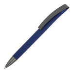 Bolígrafo giratorio de plástico con acabado suave y tinta azul color azul oscuro tercera vista