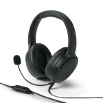 Auriculares con almohadillas suaves y micrófono con función silencio color negro