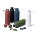 Botella térmica de acero inox reciclado con asa silicona suave 500ml color blanco vista detalle 3