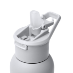 Botella térmica de acero inoxidable reciclado con pajita 500ml color gris vista detalle 1