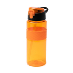 Botella sport de plástico reciclado con dosificador tipo pajita 700ml color naranja primera vista de uso