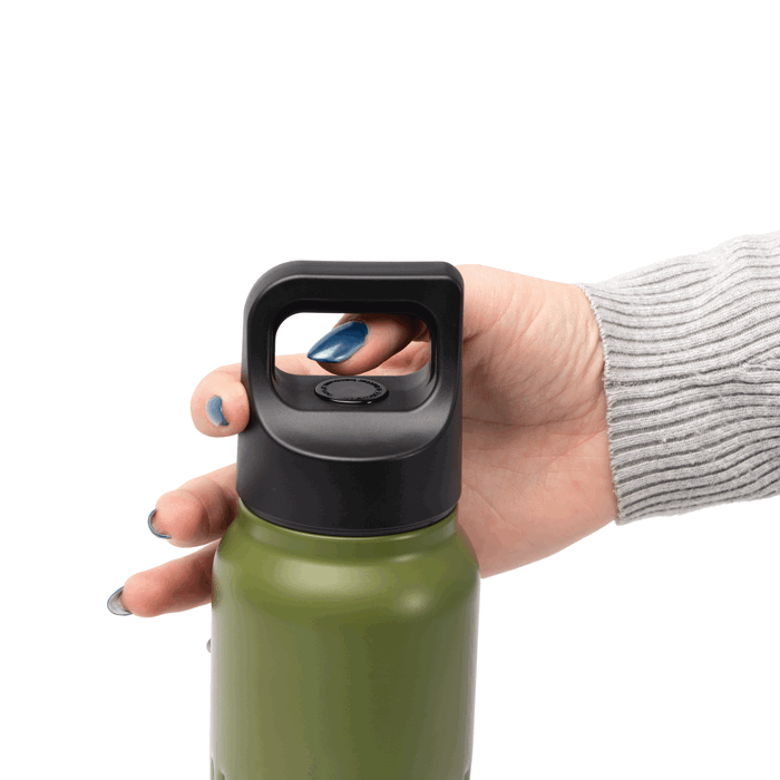 Botella de acero inoxidable reciclado con tapón apertura a botón 500ml color blanco