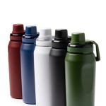 Botella de acero inoxidable reciclado y tapa translúcida con asa 600ml color blanco vista detalle 1