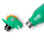 Botella térmica de diseño infantil con tapa de cabeza de animal 450ml color verde vista detalle 2