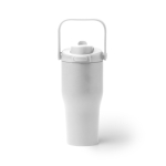 Botella termo de acero inox reciclado con apertura de botón 550ml color blanco segunda vista