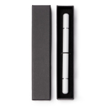 Bolígrafo de cuerpo metálico 2 en 1 con punta infinita y tinta azul color blanco segunda vista