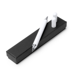 Bolígrafo de cuerpo metálico 2 en 1 con punta infinita y tinta azul color blanco vista detalle 3