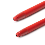 Bolígrafo de aluminio reciclado mate con pulsador bambú tinta azul color rojo vista detalle 1