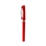 Bolígrafo roller de plástico con cuerpo metalizado y tinta azul color rojo segunda vista