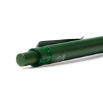 Bolígrafo de aluminio reciclado con detalles translúcidos tinta azul color negro vista detalle 2