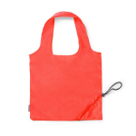 Bolsa plegable de plástico reciclado de la compra con cordón ajustable color rojo segunda vista