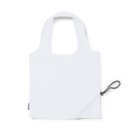 Bolsa plegable de plástico reciclado de la compra con cordón ajustable color blanco segunda vista