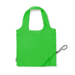 Bolsa plegable de plástico reciclado de la compra con cordón ajustable color verde segunda vista