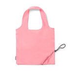 Bolsa plegable de plástico reciclado de la compra con cordón ajustable color rosa segunda vista