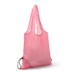 Bolsa plegable de plástico reciclado de la compra con cordón ajustable color rosa primera vista de uso
