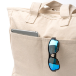 Bolsa de algodón reciclado con cremallera y bolsillos 420 g/m2 color natural vista detalle 1