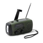 Radio multifunción de emergencia con linterna y sirena SOS 2000mAh color verde oscuro primera vista de uso