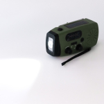 Radio multifunción de emergencia con linterna y sirena SOS 2000mAh color verde oscuro vista detalle 3