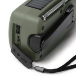 Radio multifunción de emergencia con linterna y sirena SOS 2000mAh color verde oscuro vista detalle 4