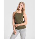 Camiseta sin mangas mujer en punto canalé 270 g/m2 Roly Direct Dribe color verde militar vista detalle 1