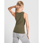 Camiseta sin mangas mujer en punto canalé 270 g/m2 Roly Direct Dribe color verde militar vista detalle 2