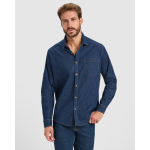 Camisa vaquera de algodón con tejido stretch 210g/m² Roly Direct Lujan color azul vaquero primera vista de uso