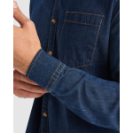 Camisa vaquera de algodón con tejido stretch 210g/m² Roly Direct Lujan color azul vaquero vista detalle 2