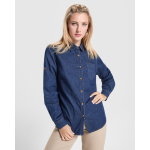 Camisa vaquera algodón mujer de manga larga 210g/m² Roly Direct Lujan color azul vaquero primera vista de uso