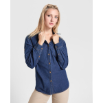 Camisa vaquera algodón mujer de manga larga 210g/m² Roly Direct Lujan color azul vaquero vista detalle 1