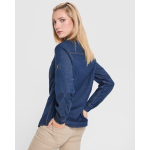 Camisa vaquera algodón mujer de manga larga 210g/m² Roly Direct Lujan color azul vaquero vista detalle 3