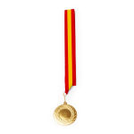 Medalla de metal con cinta de poliéster y mosquetón de agarre Ø5cm color rojo oscuro segunda vista