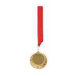 Medalla metálica con cinta poliéster y mosquetón de agarre Ø7cm color rojo segunda vista