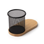 Lapicero multifunción con carga inalámbrica y bambú 15W color natural primera vista de uso