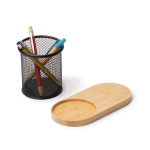 Lapicero multifunción con carga inalámbrica y bambú 15W color natural vista detalle 2