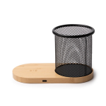 Lapicero multifunción con carga inalámbrica y bambú 15W color natural vista detalle 3