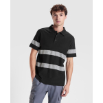 Polo unisex de manga corta de alta visibilidad 220 g/m2 Roly Foran color negro vista detalle 1