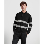 Polo de manga larga unisex de alta visibilidad 220 g/m2 Roly Foran L/S color negro vista detalle 1
