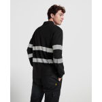 Polo de manga larga unisex de alta visibilidad 220 g/m2 Roly Foran L/S color negro vista detalle 2