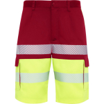 Bermuda bicolor multibolsillos de alta visibilidad unisex 210 g/m2 Roly Lada color rojo primera vista de uso