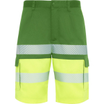 Bermuda bicolor multibolsillos de alta visibilidad unisex 210 g/m2 Roly Lada color amarillo fluorescente primera vista de uso