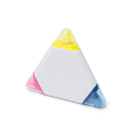 Marcador 3 en 1 triangular de plástico con 3 colores distintos color blanco primera vista de uso