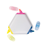 Marcador 3 en 1 triangular de plástico con 3 colores distintos color blanco vista detalle 2
