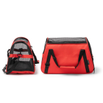 Mochila de RPET para mascotas con rejilla y base reforzada color rojo vista detalle 3
