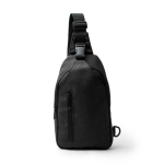 Bolsa bandolera en algodón reciclado con cremalleras y cinta ajustable color negro segunda vista