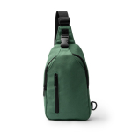 Bolsa bandolera en algodón reciclado con cremalleras y cinta ajustable color verde segunda vista