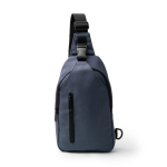 Bolsa bandolera en algodón reciclado con cremalleras y cinta ajustable color azul marino segunda vista